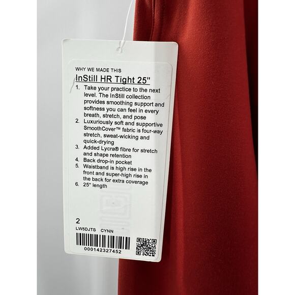 Lululemon InStill High Rise Tight 25” Cayenne Size 2 NWT Yoga Leggings Red - Picture 8 of 12